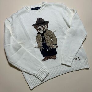 Polo Ralph Lauren Cowboy Bear Sweater Women’s Size Small White